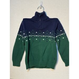 Izod  Boys Sweater Green/Blue Pull Over 1/4 Zip Size 3T‎